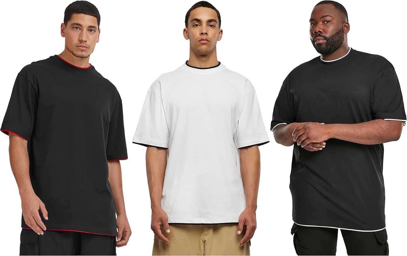 Urban Classics Contrast Tall Tee | T-shirt de manga curta para homem com gola e mangas em contraste