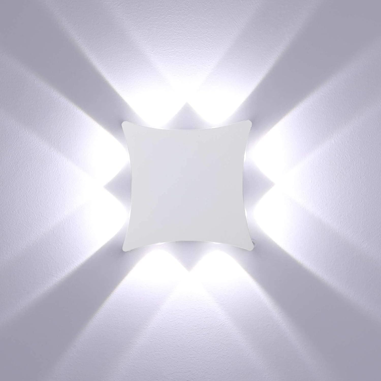 ENCOFT 8 W Candeeiro de parede para exterior interior COB LED moderno, aplique de parede em alumínio IP65 impermeável, luz de parede branco frio 6000 K para jardim corredor Loft, branco 