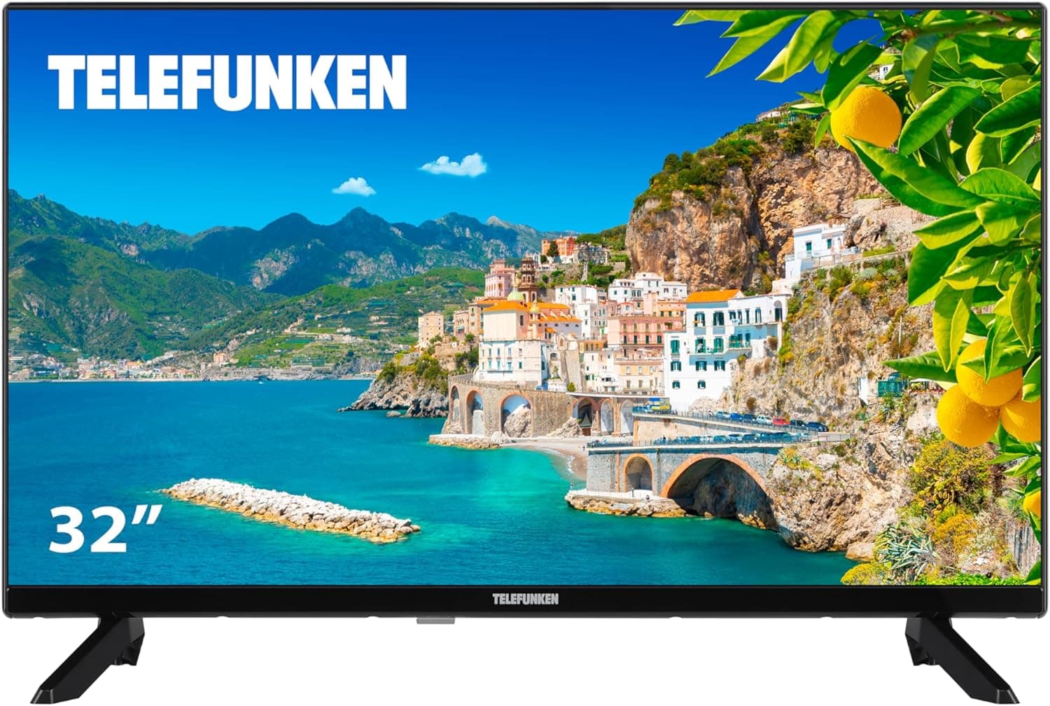 Telefunken 32DTH724 - TV de 32 polegadas resolução HD, design sem molduras, DVBT2/S2/C