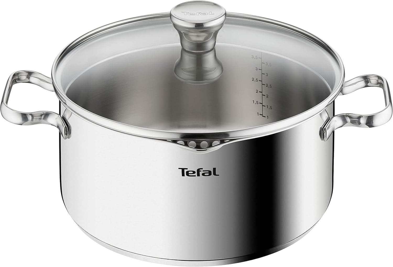 Tefal Duetto Caçarola de 24 cm, indução adequada, Thermo-Fusion, máquina de lavar louça e forno, marcas de medição, aço inoxidável