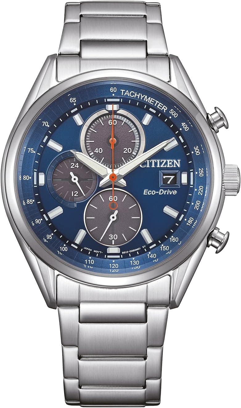CITIZEN Relógio analógico para homens de quartzo com correia em aço inoxidável CA0459-79L, azul, pulseira
