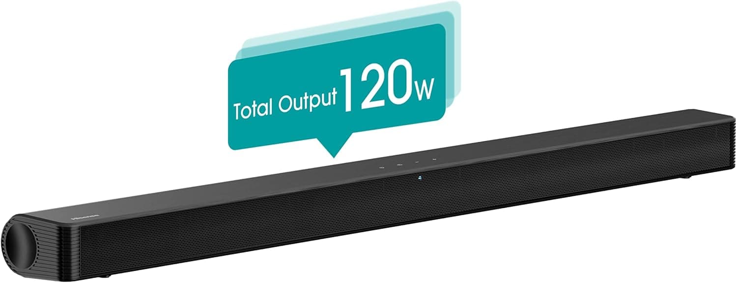 Hisense HS205G | Coluna soundbar 2.0 com 120 W Dolby Audio Bluetooth HDMI ARC e 4 modos de som