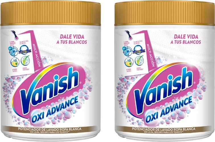 Vanish Oxi Action Multipoder | Removedor de manchas em pó sem lixívia para roupa branca com ação branqueadora, 800 g x 2