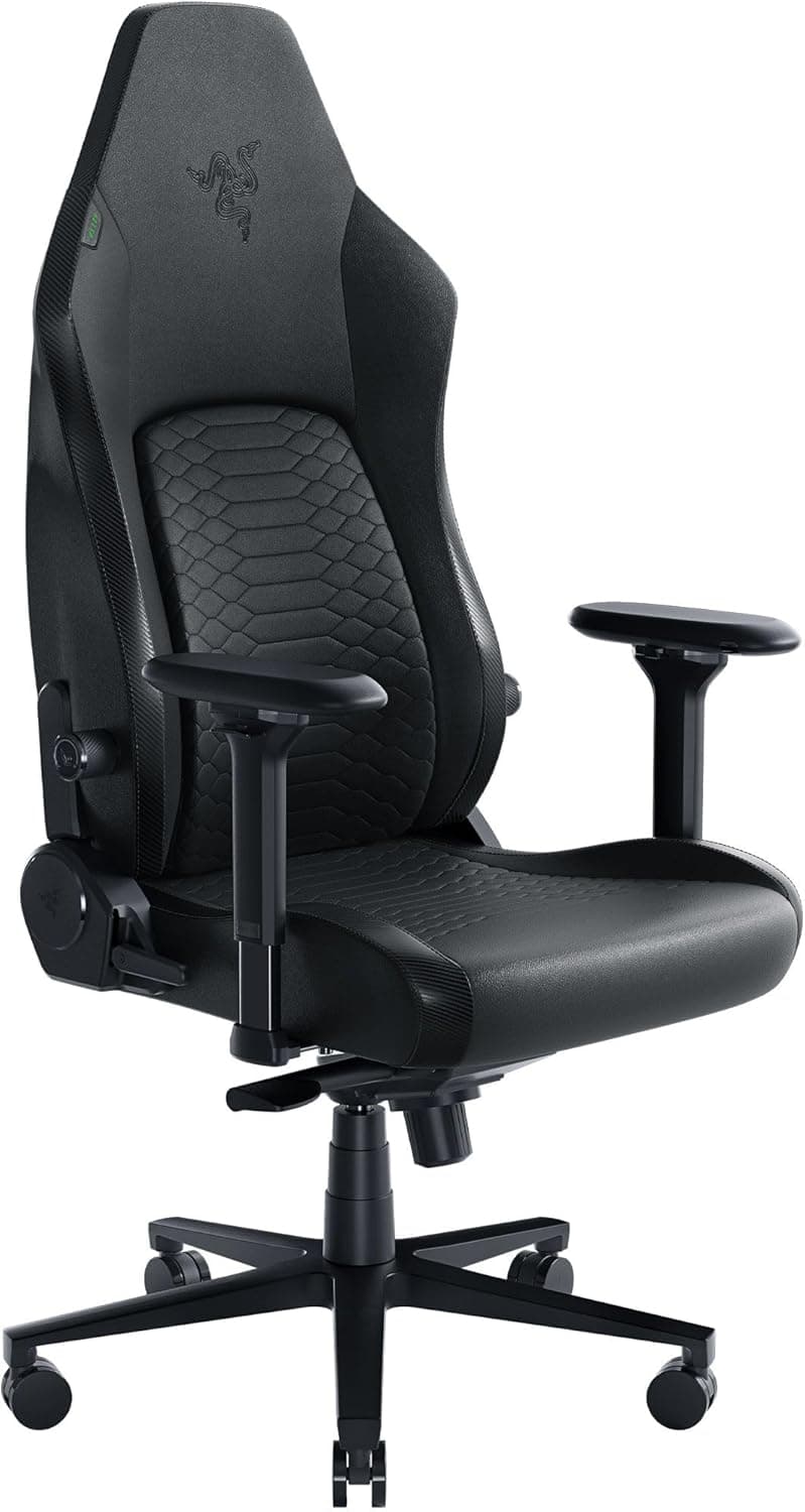 Razer Iskur V2 - Cadeira para Gamers com suporte lombar adaptativo (almofadas de espuma de alta densidade, couro sintético de qualidade EPU, apoio de braços 4D) preto