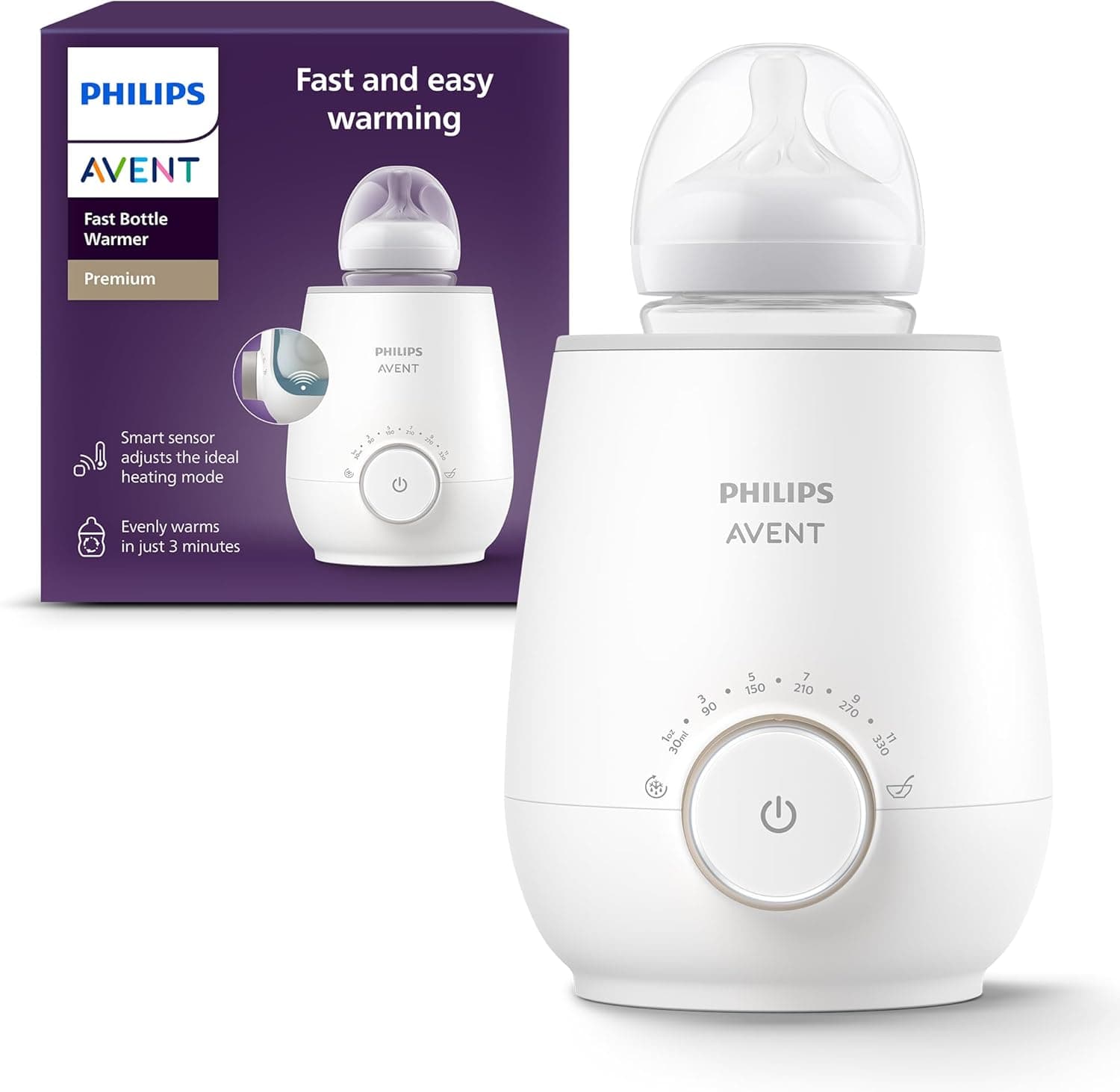Philips Avent SCF358/00 Aquecedor de biberões com controlo inteligente de temperatura, tecnologia de casa de banho de água, desligamento automático, modelo SCF358/00