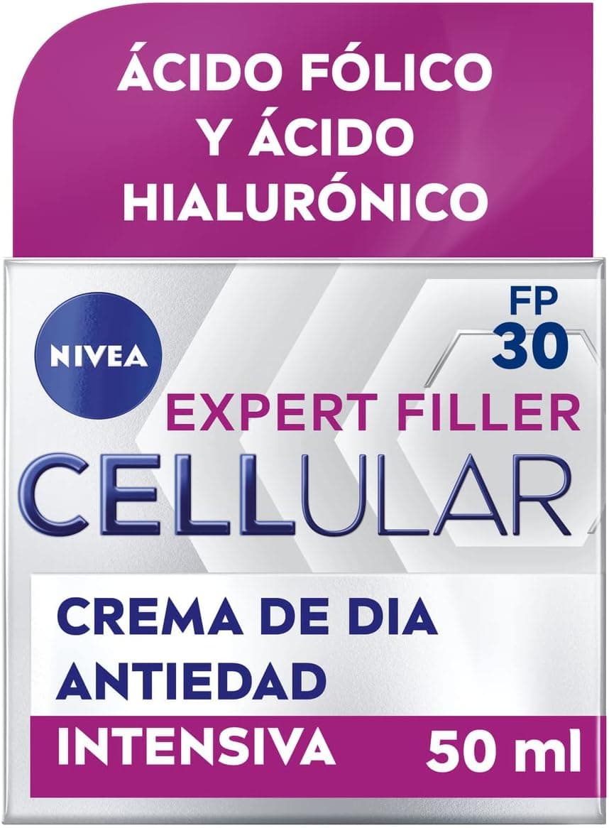 NIVEA Hyaluron Cellular Expert Filler creme de dia FP30 (1 x 50 ml), creme antirrugas com ácido hialurónico e ácido fólico, creme anti-idade com efeito de enchimento 24 horas