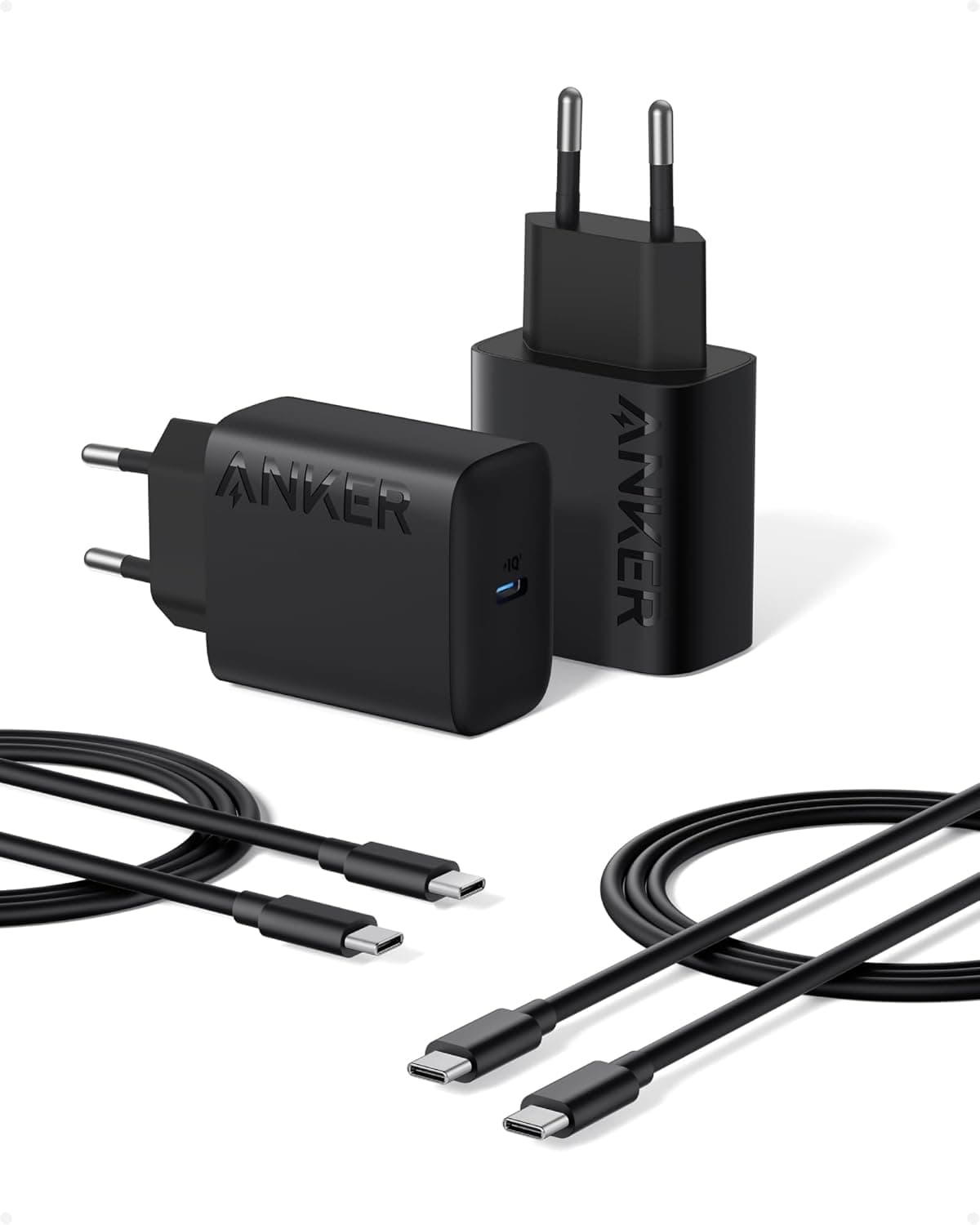 Anker - Carregador USB-C super rápido de 25 W com cabo USB-C, compatível com carregamento rápido PPS para Samsung Galaxy S23 Ultra/S23+/S23/S22/S21/S20/Note 20, etc. (2 x cabos de 1,5 m incluídos)