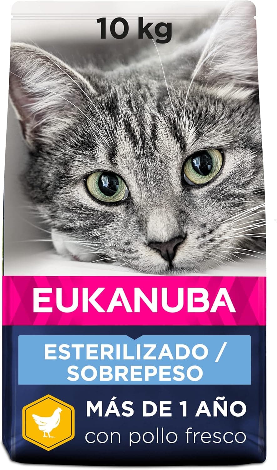 Eukanuba Alimento seco para gatos adultos, comida seca premium com baixo teor de gordura para manutenção de peso para gatos esterilizados/castrados, 10 kg