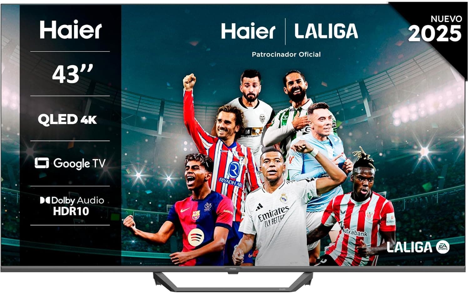 Haier H43S80FUX S80F Series | Smart TV QLED 4K UHD 43 polegadas com Google TV, Dolby Audio e taxa de atualização de 120 Hz