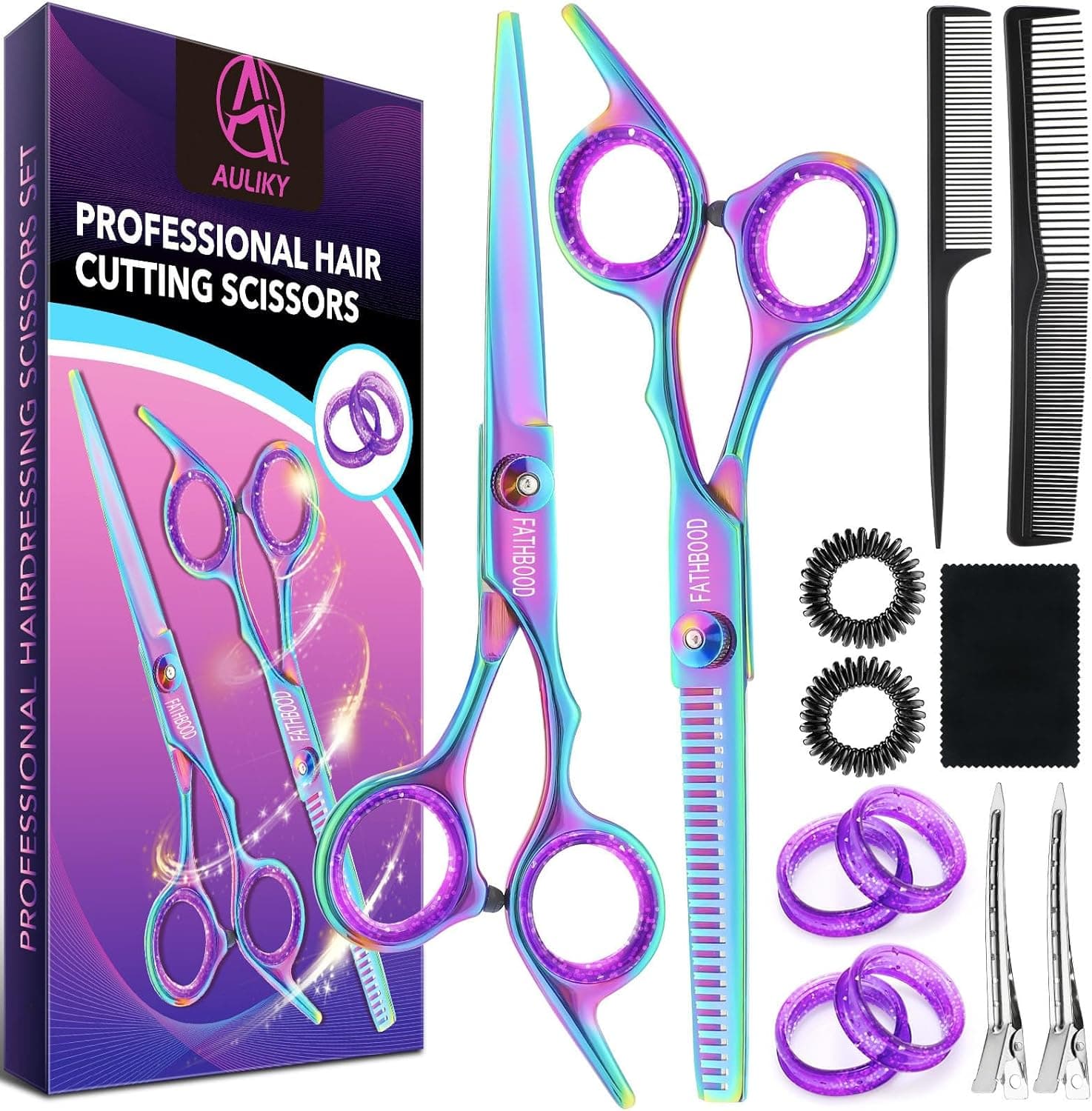 Conjunto de tesouras de cabeleireiro, 14 peças de tesouras de cabelo profissionais de 6,7 polegadas, tesouras afiadas para cortar cabelo, tesouras de cabeleireiro 440C de alta qualidade para mulheres, homens e crianças