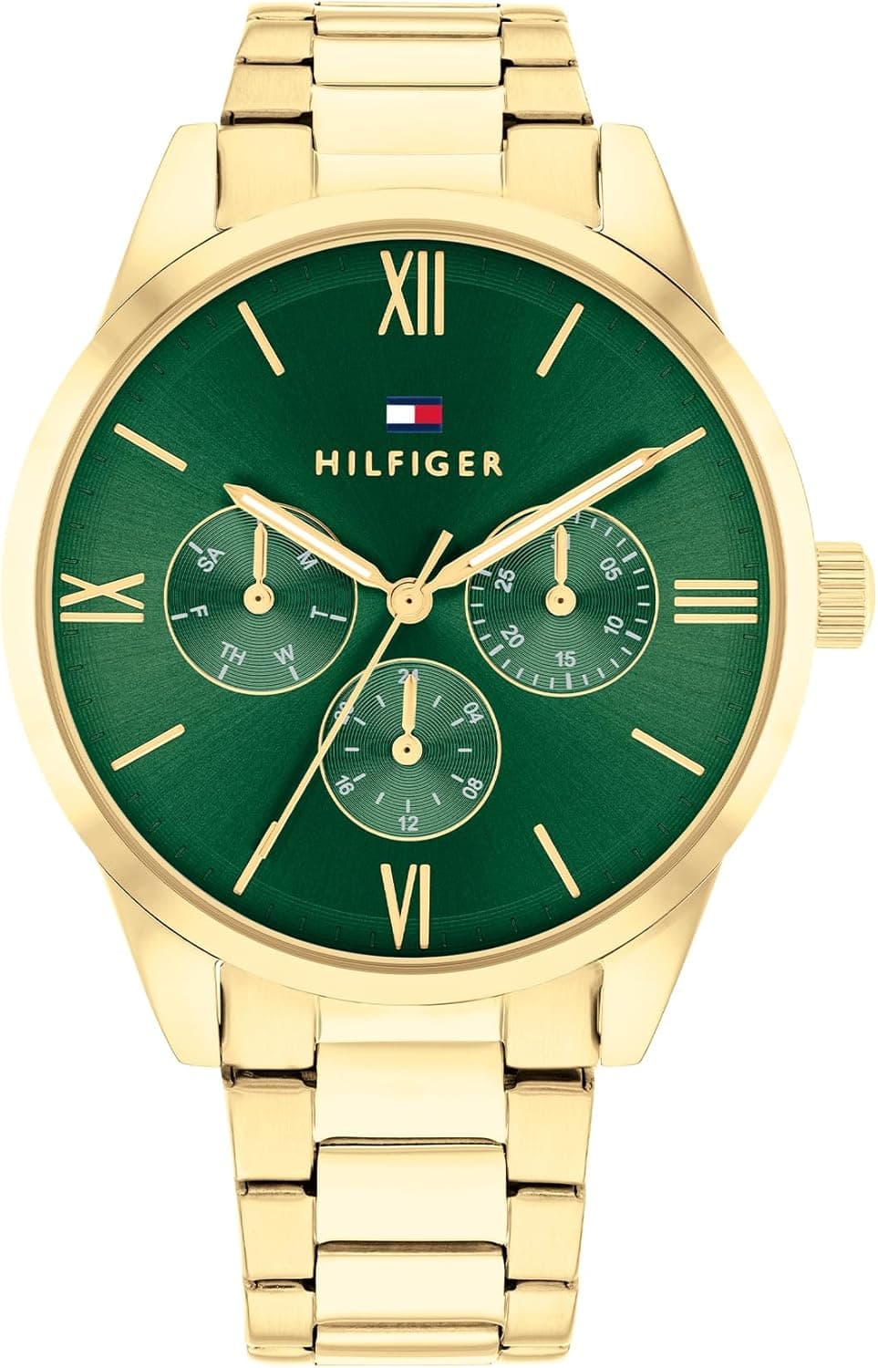 Tommy Hilfiger Relógio analógico de quartzo multifuncional para mulher com correia em aço inoxidável