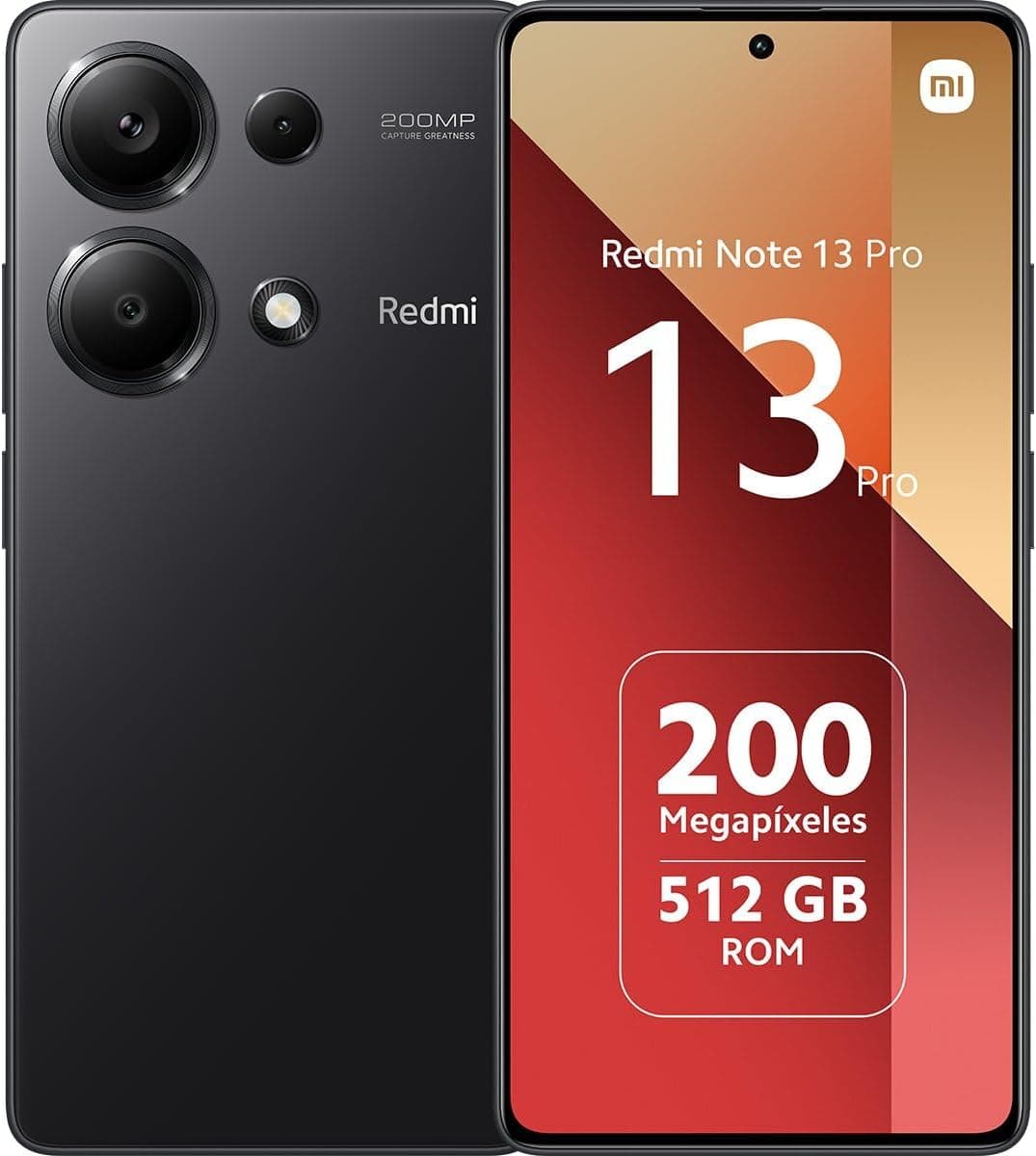 Xiaomi Redmi Note 13 Pro 4G Smartphone de 12+512 GB, ecrã de 6,67" AMOLED FHD+ 120Hz, Mediatek Helio G99 Ultra, câmara tripla de até 200 MP, Hypercharge 67W, preto