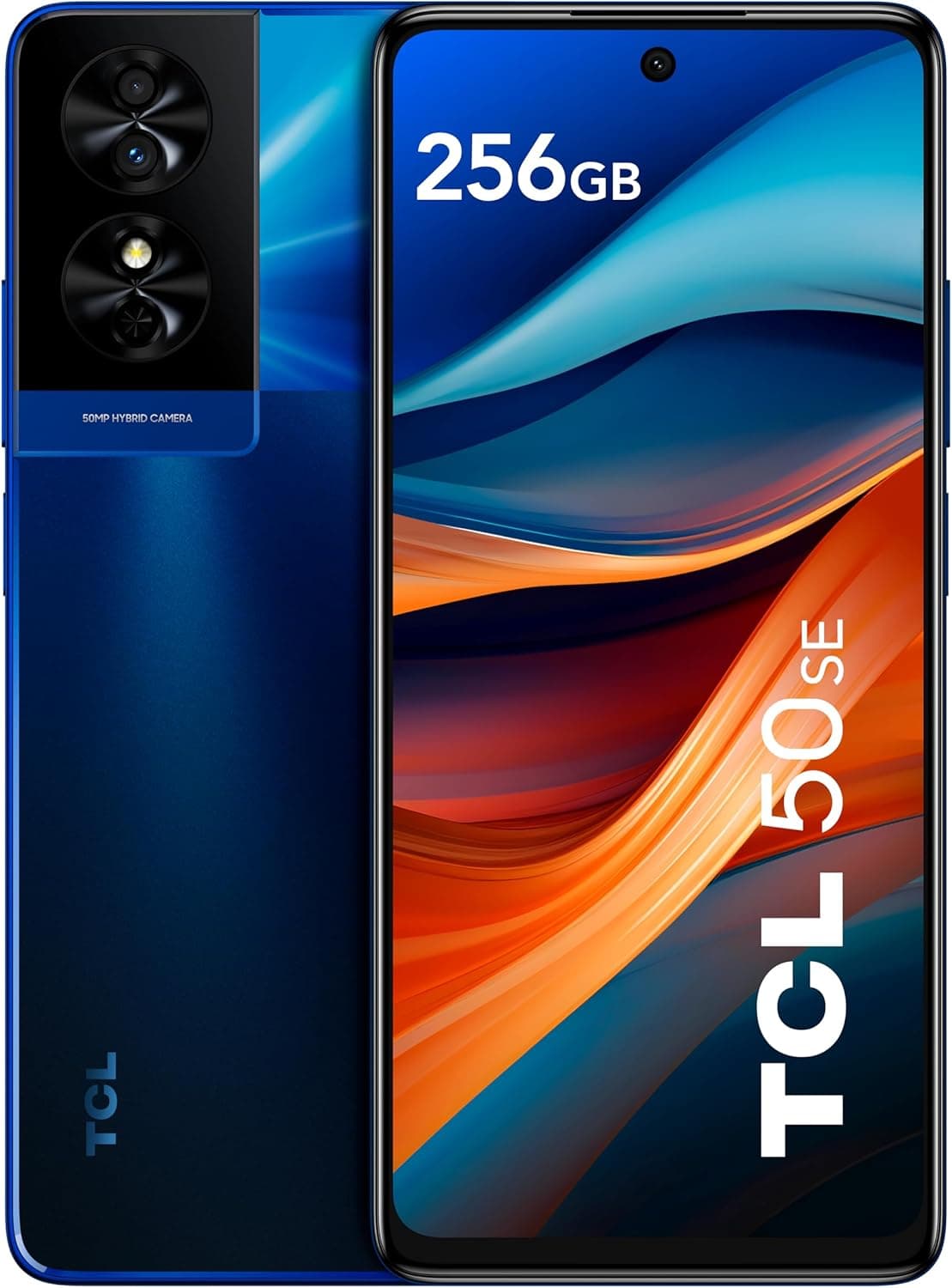 TCL 50 SE 256 GB Smartphone de 6,78" (ecrã 90 Hz, 12 GB (6 + 6) - 256 GB, expansível MicroSD, Dual SIM, altifalante duplo, câmara 50 MP, bateria 5010 mAh, Android 14.) Azul meia-noite