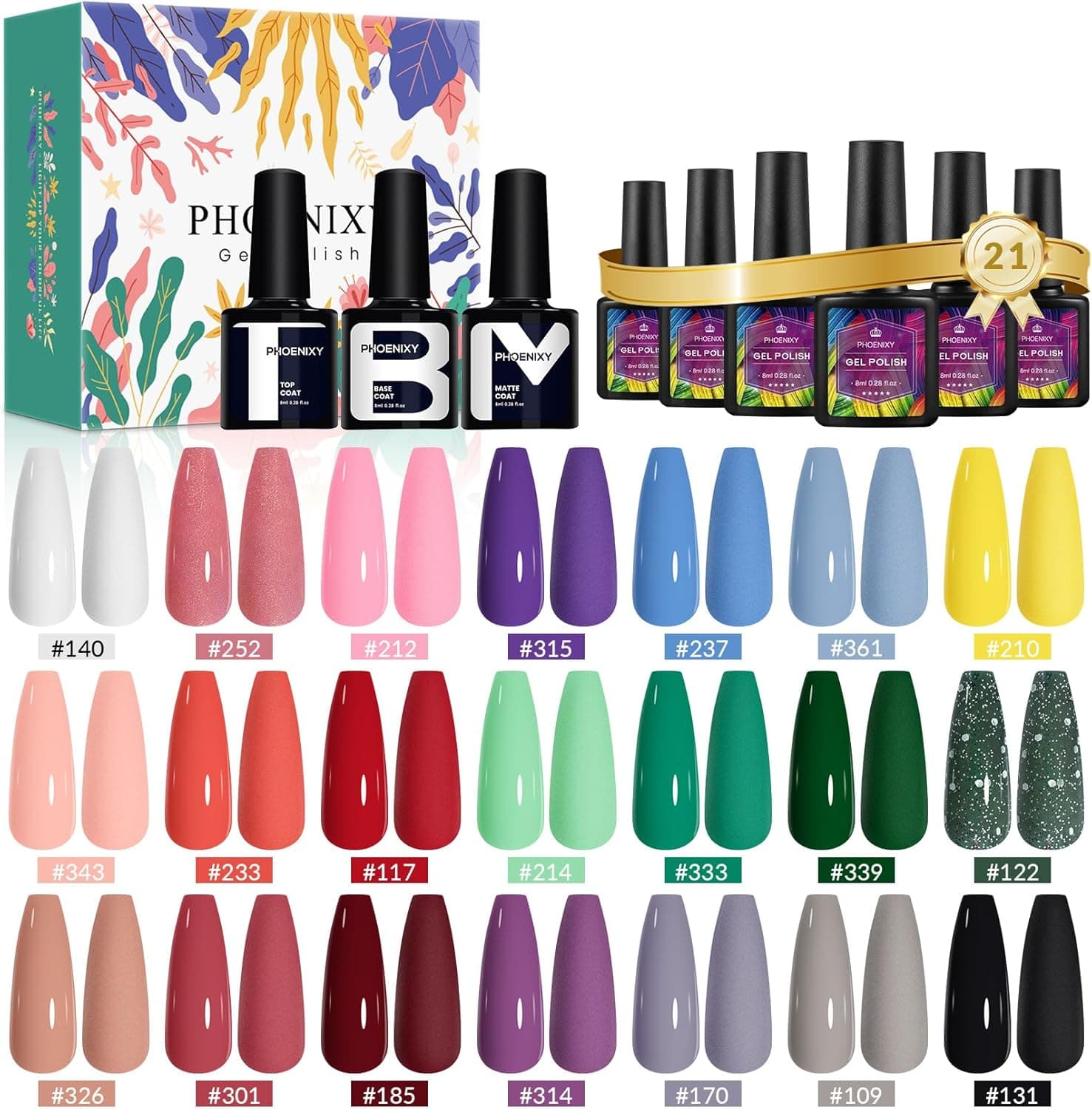 Phoenixy Conjunto de vernizes semipermanentes, 21 cores