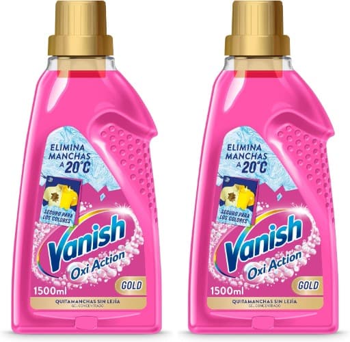 Vanish Oxi Action Gold Removedor de manchas multipoder para a roupa, elimina odores e evita descolorados, em gel, sem lixívia, 1500 ml x 2