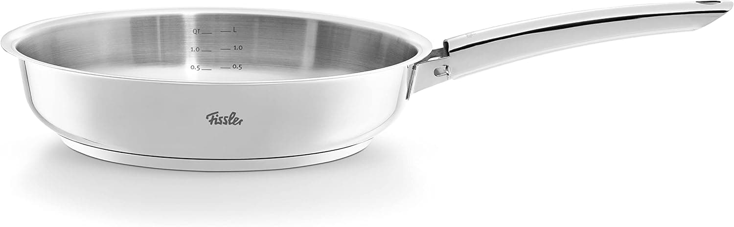 Fissler Steelux Pro frigideira de aço inoxidável, diâmetro de 24 cm, frigideira sem revestimento, para dourar e refogar, indução