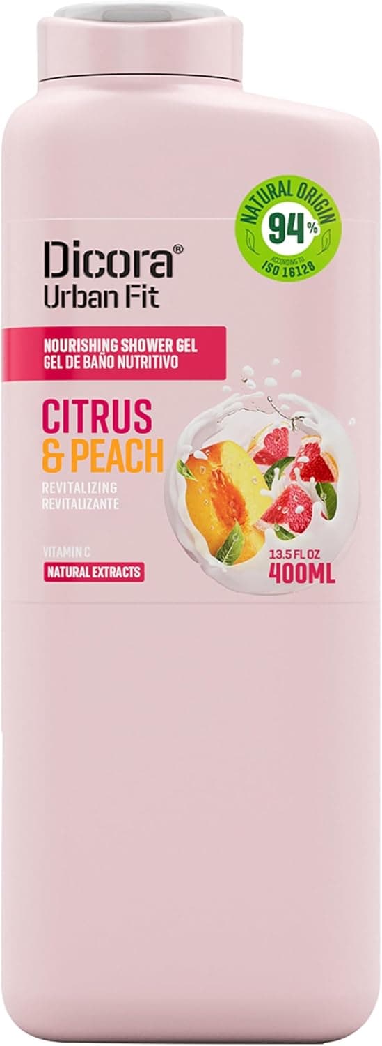 Dicora Urban Fit Gel de duche citrinos e pêssego, gel de banho nutritivo com vitamina C e extratos naturais, tamanho 400 ml