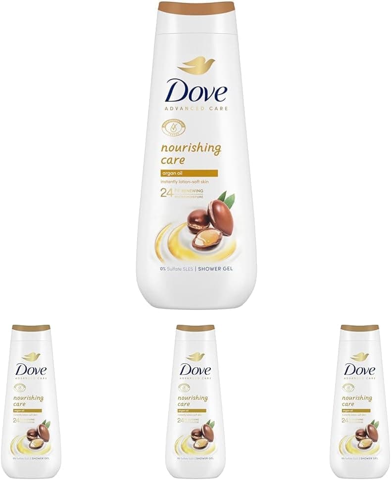 Dove Advanced Care gel de duche cuidado nutritivo óleo de argão 600 ml (embalagem de 4)