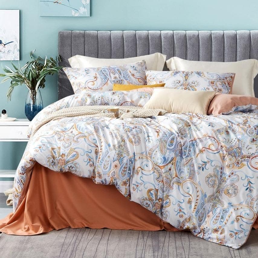 Freyamy - Capa de edredão de 200 x 200 cm, design de flores, estilo boémio, 2 fronhas com 2 fronhas de 65 x 65