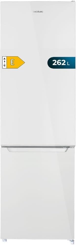 Cecotec Frigorifico 262 L Bolero CoolMarket Combi 262 White E, classe E, poupança de energia, luz LED, bandejas de vidro, controlo eletrónico de temperatura