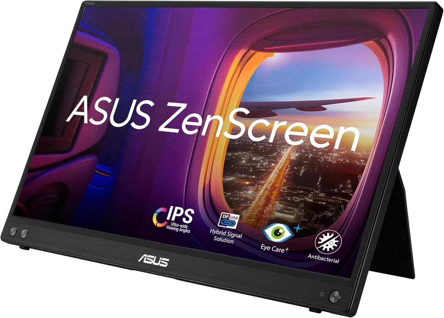 ASUS ZenScreen MB16ACV Monitor portátil USB, 15,6", Full HD (IPS, conectividade híbrida, USB tipo C, anti-intermitência, luz azul de baixa intensidade, tratamento antibacteriano), 250cd/m², preto