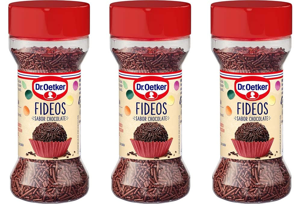 DR. OETKER - Sprinkles de chocolate, ideal para decoração de pastelaria, sabor chocolate preto, textura crocante, 45g x 3