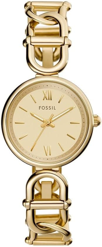 Fossil Carlie Relógio para mulher, movimento de quartzo com correia de aço ou pele