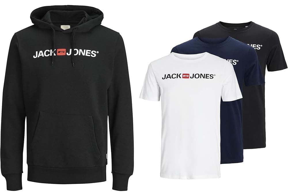 JACK & JONES Conjunto de 3 t-shirts + Camisola com capuz para homem
