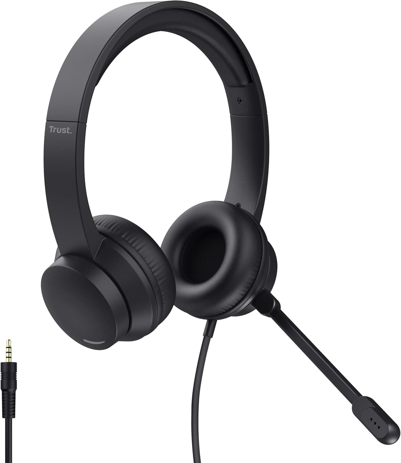 Trust Ayda Auriculares com microfone PC leve On Ear 3,5 mm, faixa de cabeça ajustável, cabo de 1,8 m, controlo de volume super-aural, capacetes por escritório, computador, portátil, Teams, Zoom -