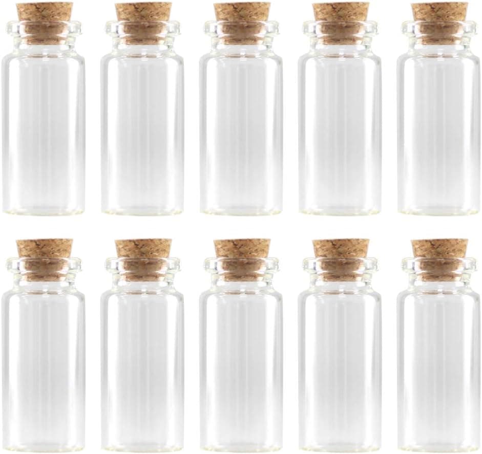 EXCEART 100 garrafas de cortiça de 30 ml de vidro pequenas garrafas de vidro de favor, mini frascos de cortiça, frascos de cortiça, decoração de bricolage