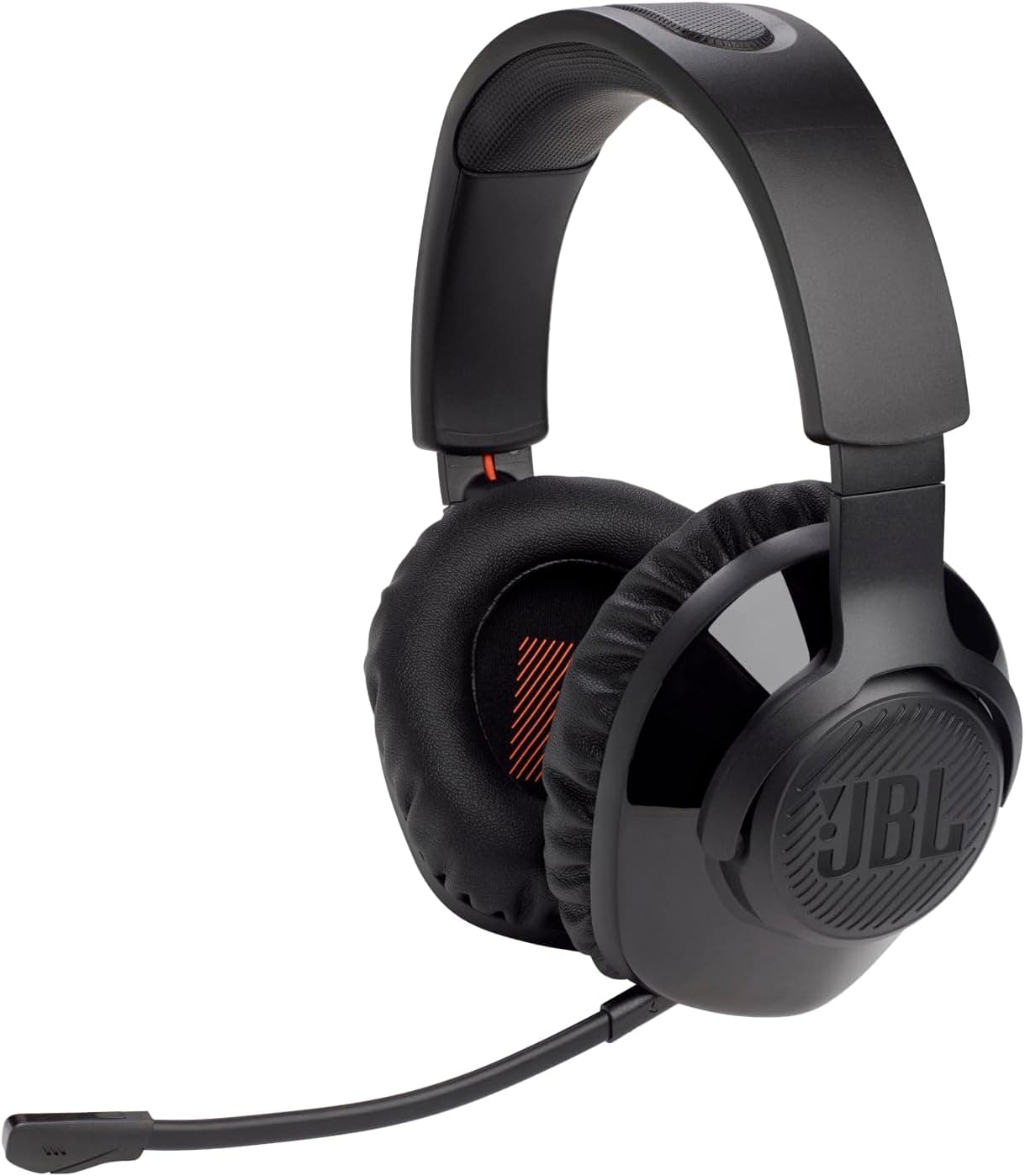JBL Quantum 350 Auriculares para gamers com um design de diadema e microfone Boom removível, tecnologia QuantumSURROUND