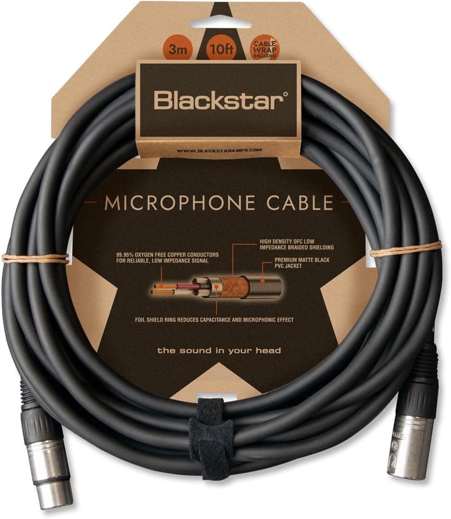 BLACKSTAR Cabo XLR profissional de 3 m (10 pés) equilibrado macho para fêmea XLR-XLR cabo de microfone