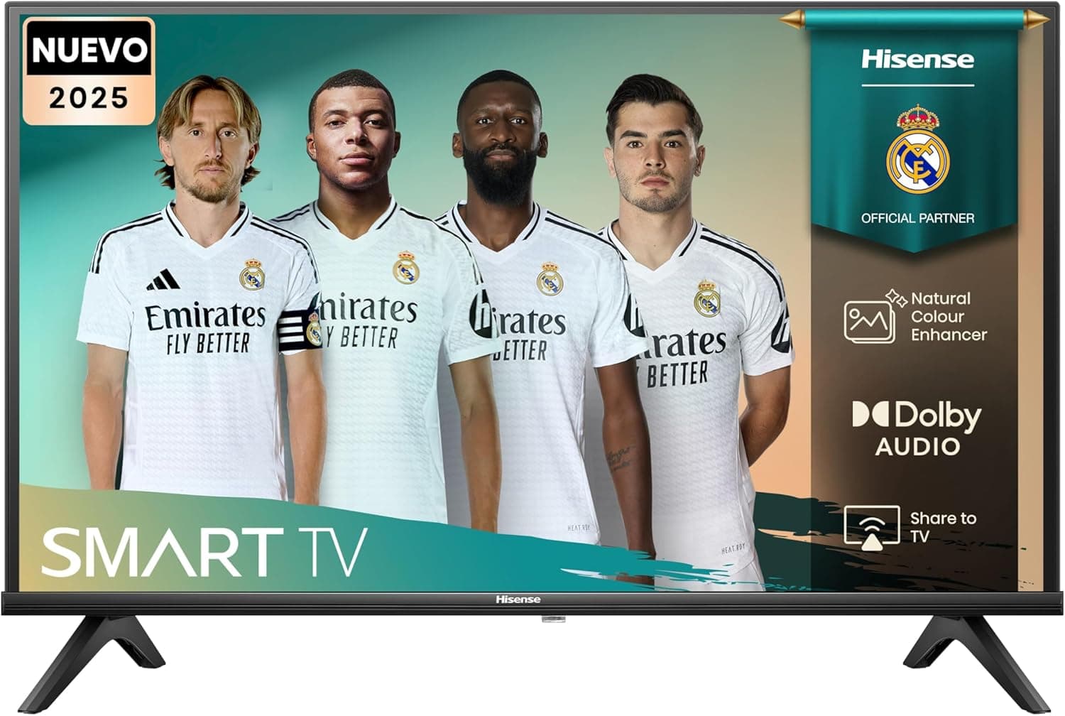 Hisense 32A4Q - HD Smart TV de 32 polegadas, modo de jogo, desportos IA, som Dolby DTS HD, alto contraste, função de compartilhamento no televisor, DVB - T2, canais de organização automática TDT