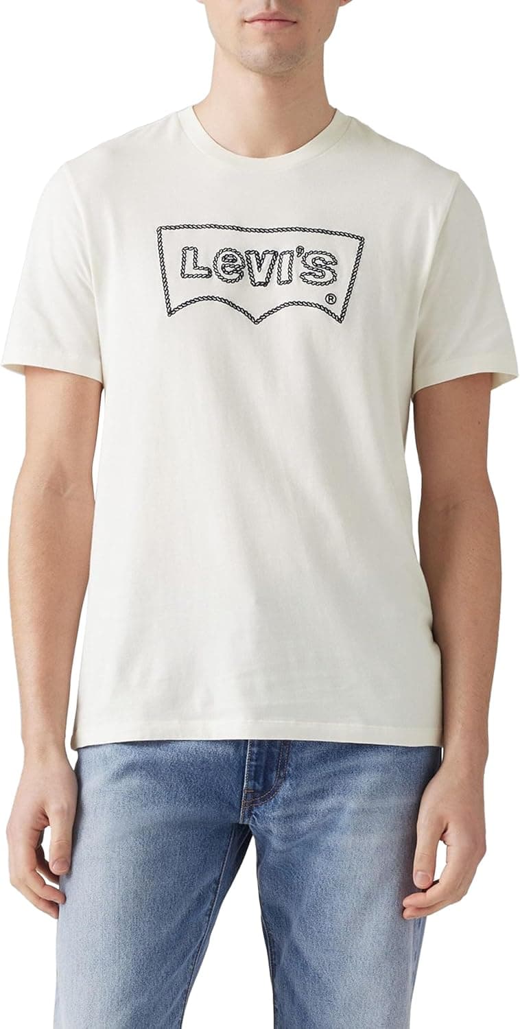 Levi’s Graphic Crewneck Tee | T-shirt masculina em algodão cor Egret com estampado Rope Batwing