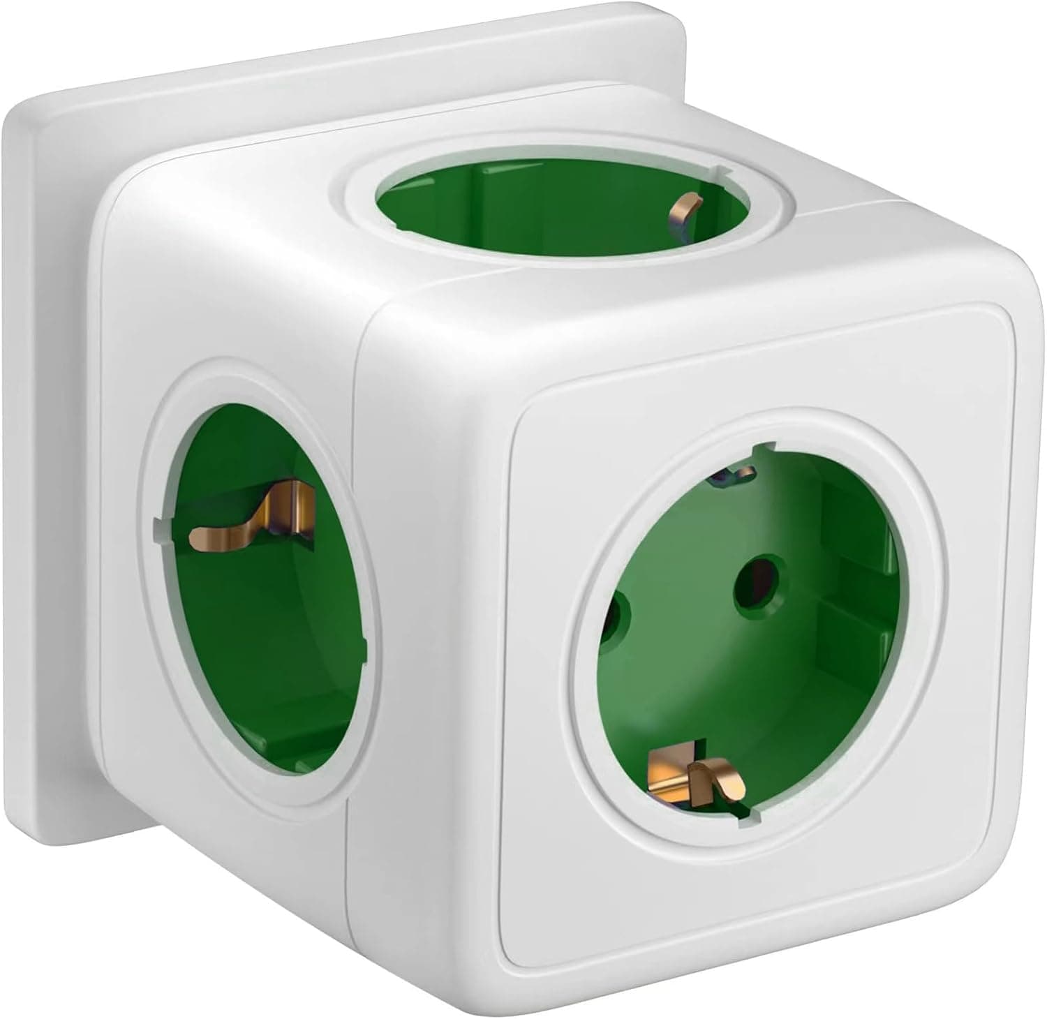 Power Cube tomada múltipla 5-em 1 cubo de 3680 W, 5 portas cubo tomadas múltiplas parede, latão tomadas compatível com Phone, casa, cozinha, escritório, verde
