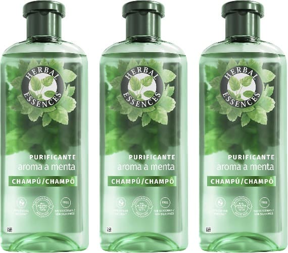 Herbal Essences Champô purificador com aroma de menta 350 ml para todos os tipos de cabelo x3