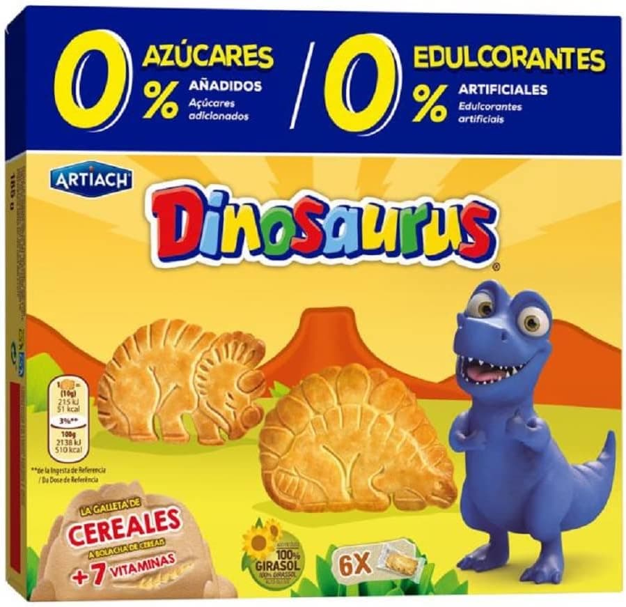 Artiach Dinossauro 0% bolachas de cereais, 185 g