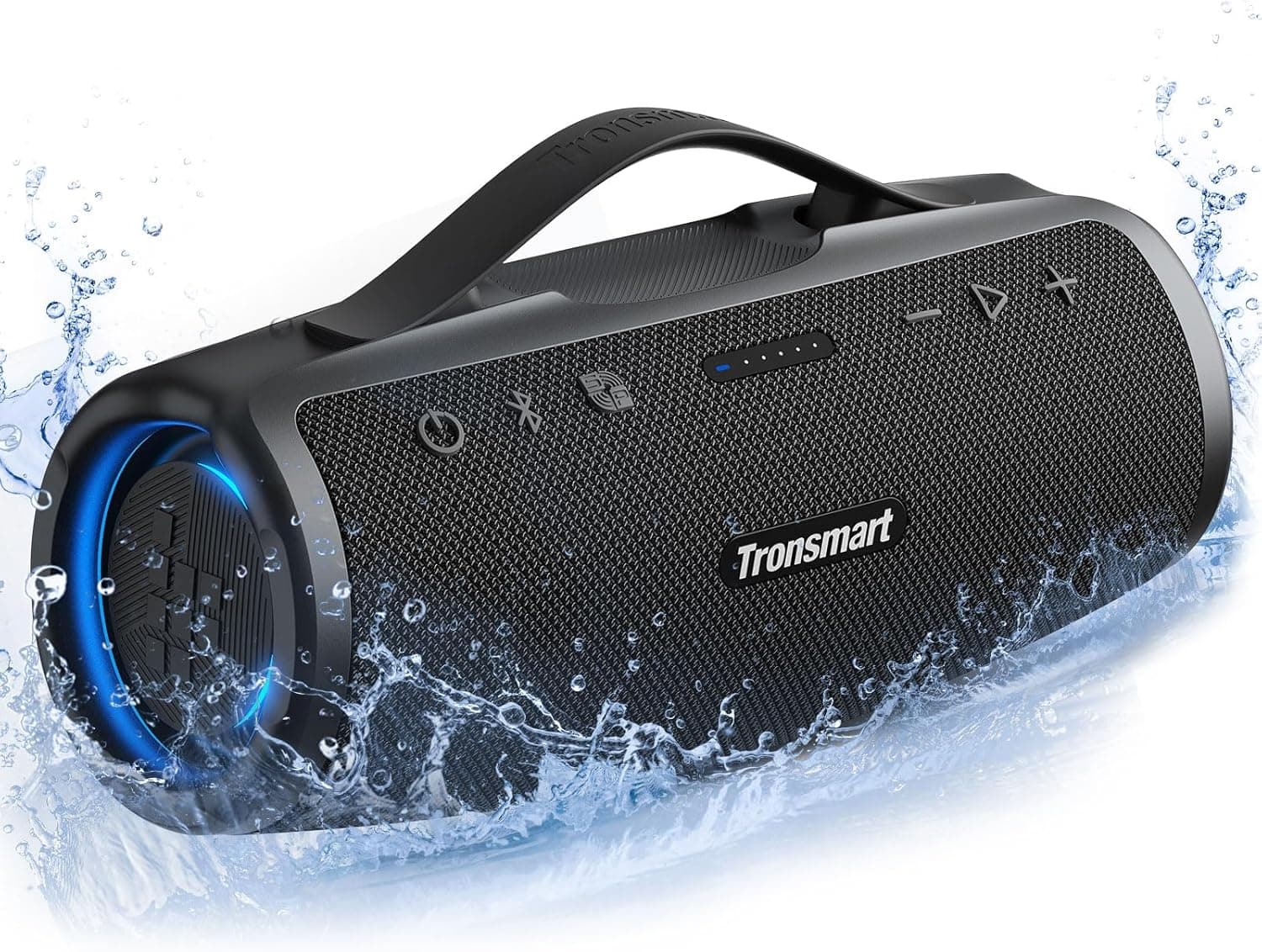 Tronsmart Mirtune S100 Altifalante Bluetooth 50 W, altifalante portátil potente, resistente à água IPX7, alça removível, 20H de reprodução, som estéreo, Aux e Powerbank, Speaker com EQ para exterior