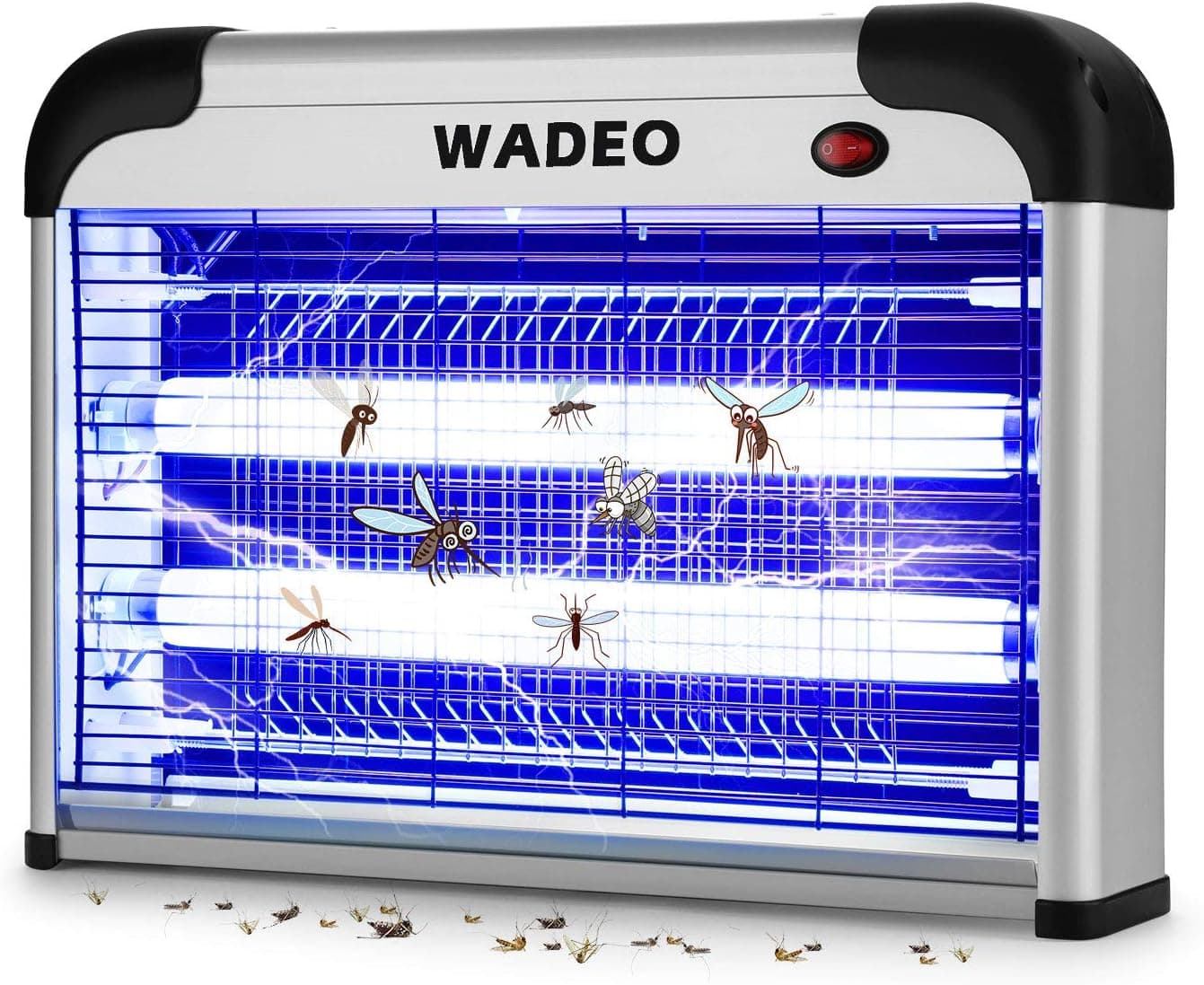 WADEO Candeeiro de insetos elétrico com luz UV, armadilha para insetos de 20 W, mata moscas interior e exterior, armadilha anti-mosquitos para escritório e jardim, faixa válida de 100 m²