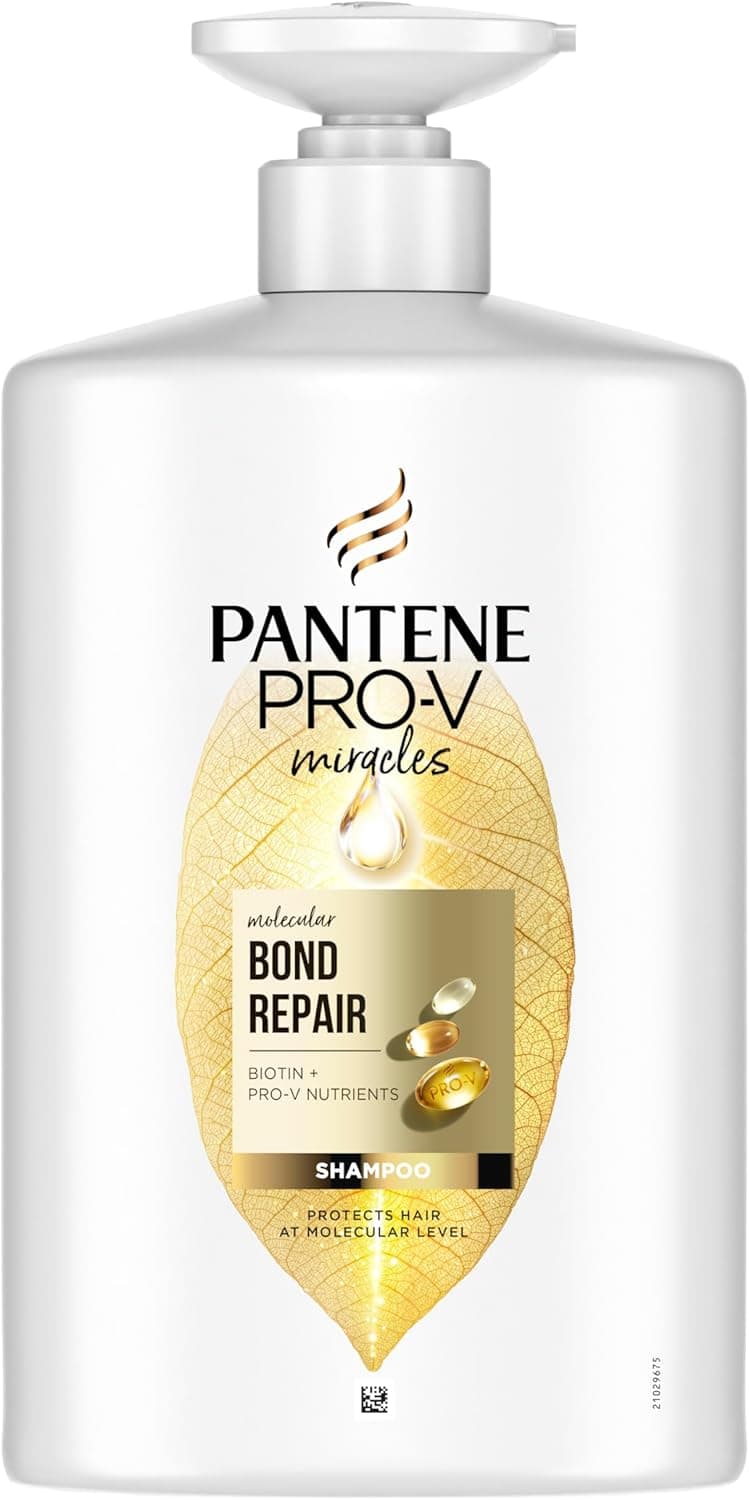 Pantene Molecular Bond Repair champô com biotina. Garrafa com dispensador de 1 l, fórmula Pro-V, para cabelo seco e danificado. Protege e deixa o cabelo visivelmente mais saudável e regenerado