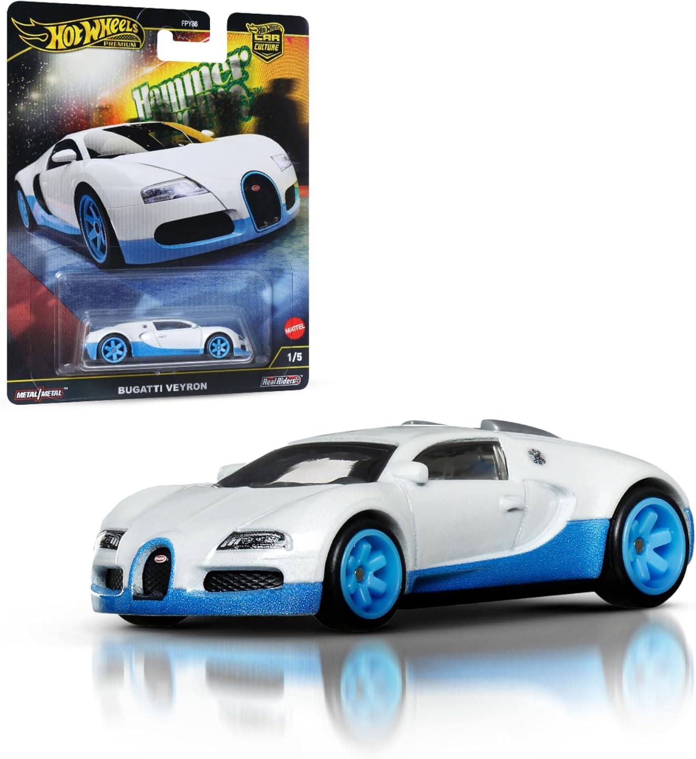 Hot Wheels Premium Bugatti Veyron, Car Culture Circuit Legends veículos para meninos e meninas a partir dos 3 anos e fãs e colecionadores adultos, coleção de veículos Car Culture em escala 1:64, HRW06
