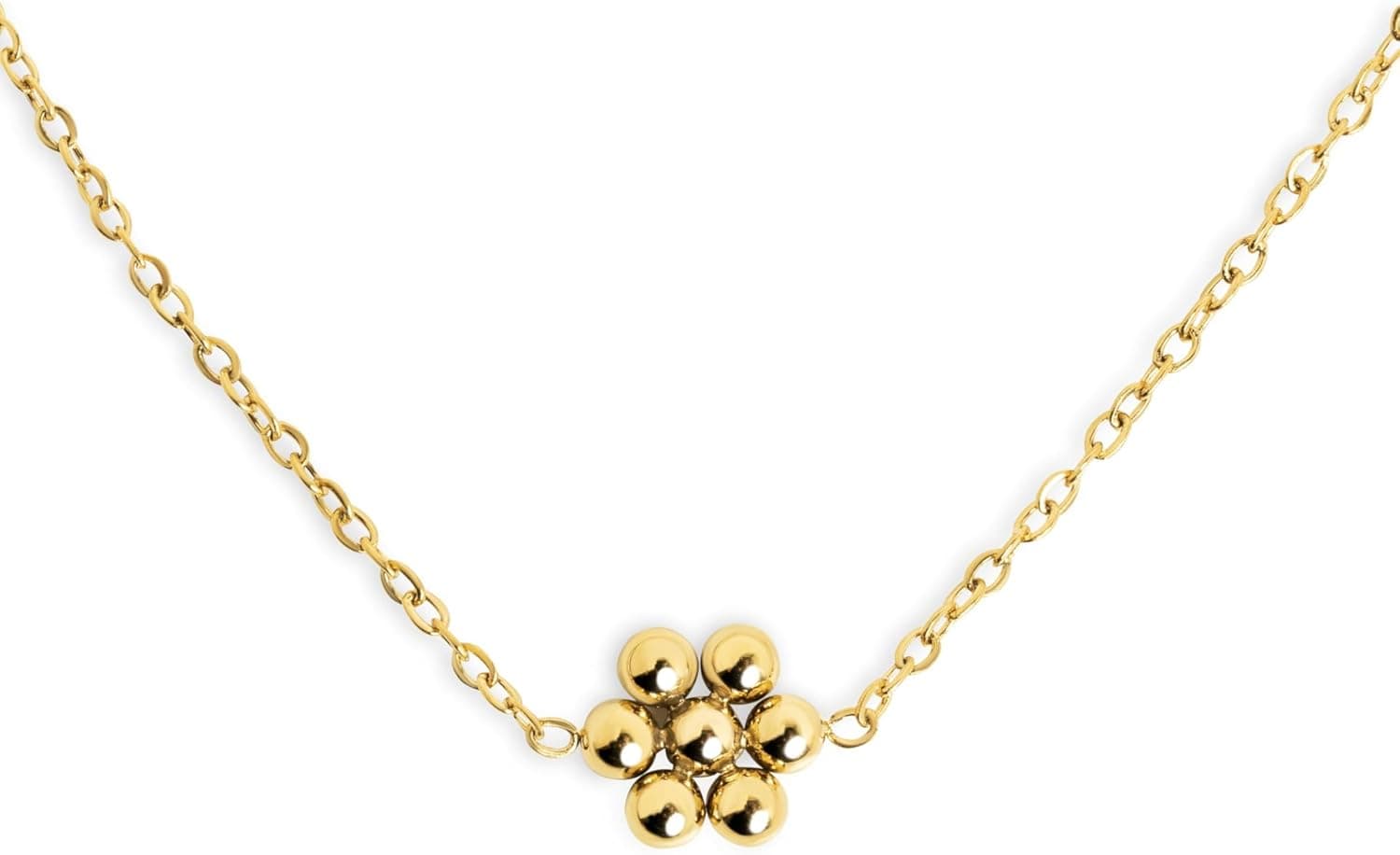 Singularu Tiny Daisy | Colar em aço com acabamento dourado 18Kt e contas para mulher