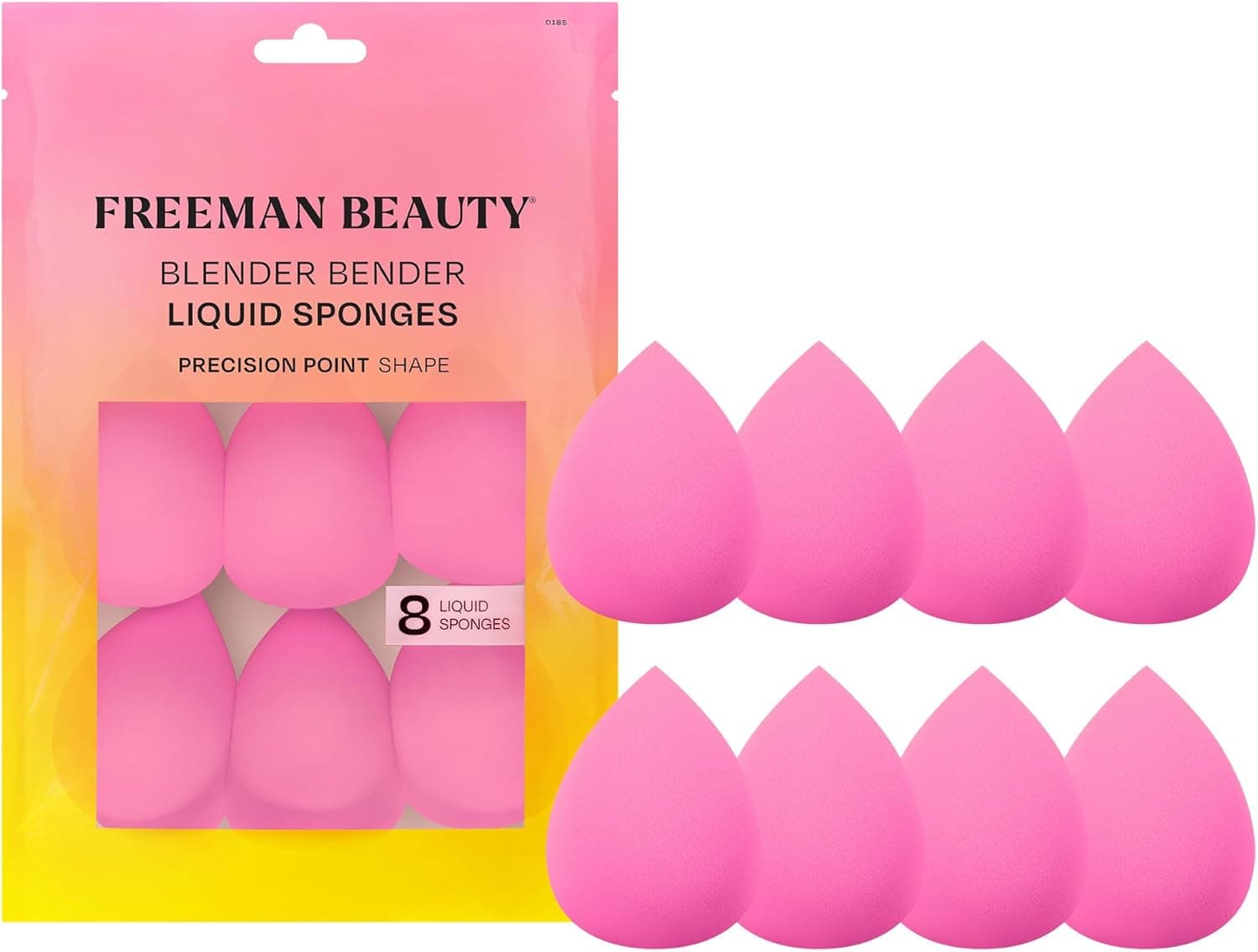 Freeman Blender Makeup Sponge Set, para Liquid & Cream Foundation, Precision Point Makeup Blending Sponges, vegan, Cruelty-Free, Latex-Free, Pink Sponge, 8 Count