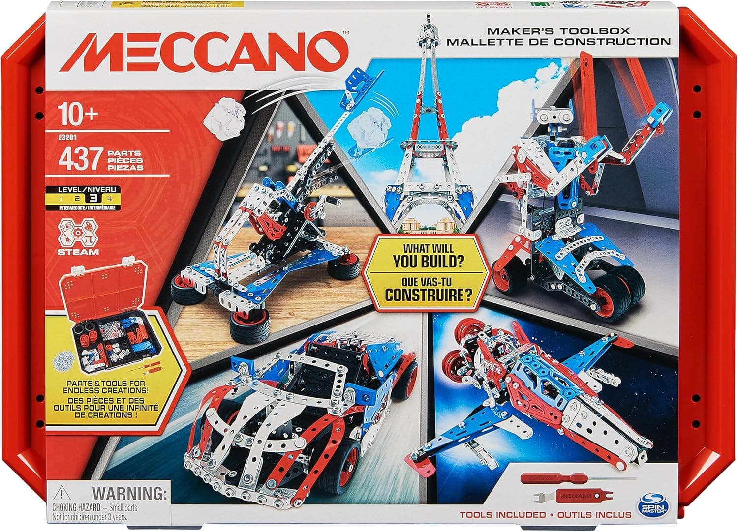 MECCANO Caixa de ferramentas do fabricante Core Toolbox FR, multicolorida, média (Spin Master 6067167)