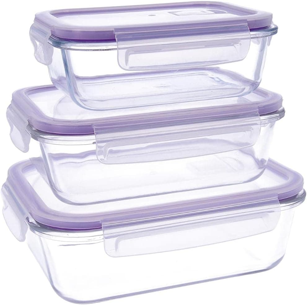 éticos para alimentos com tampa, retangulares, com válvula para micro-ondas, sem BPA, vidro 