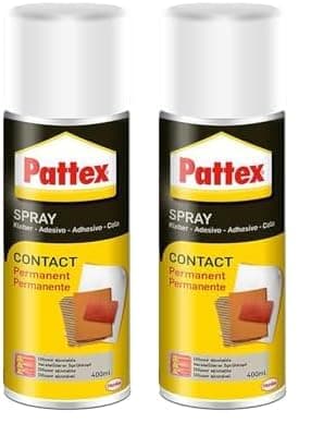 Pattex Contact Spray, cola de contacto permanente, cola spray de base dissolvente, cola forte para trabalhos de bricolage e reparação, 1 frasco x 400 ml (embalagem de 2)
