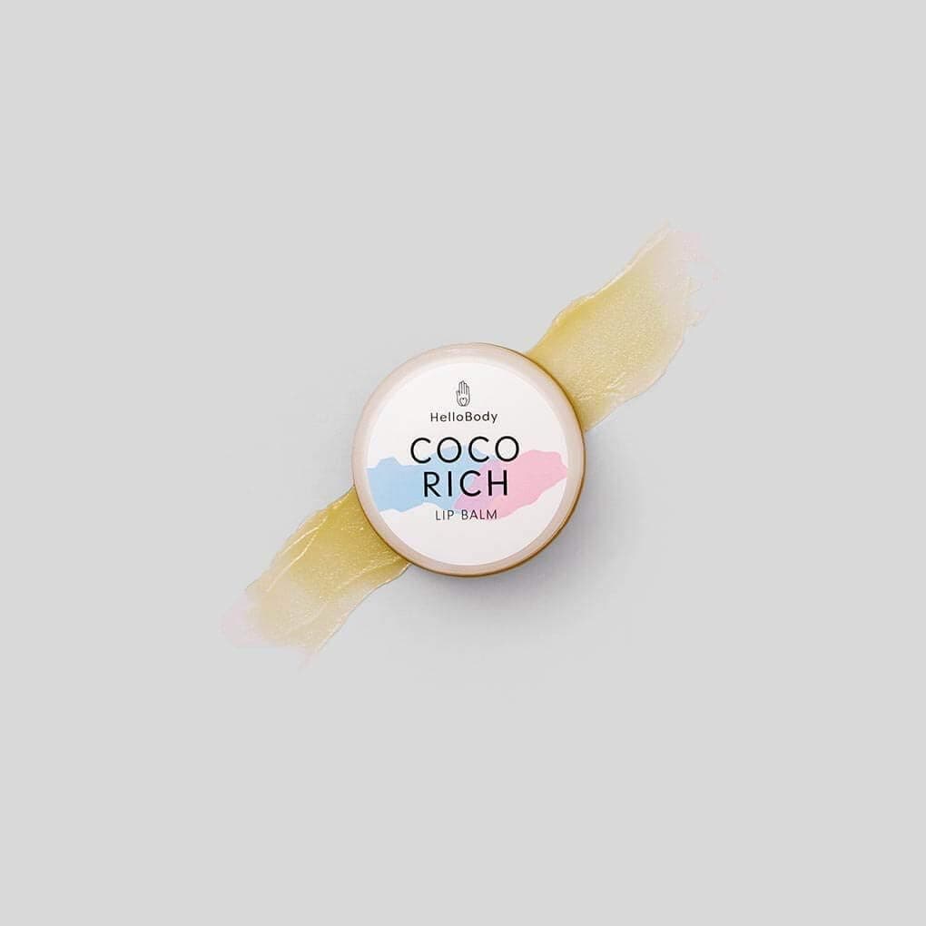 HelloBody Coco Rich Lip Balm (15 ml), bálsamo labial natural contra lábios rachados - nutritivo e preenchedor com azeite e óleo de coco