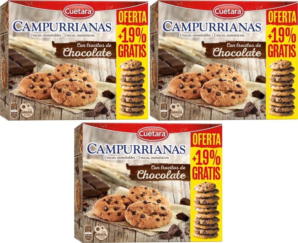 Campurrianas com pepitas chocolate 350 g + 19 % grátis
