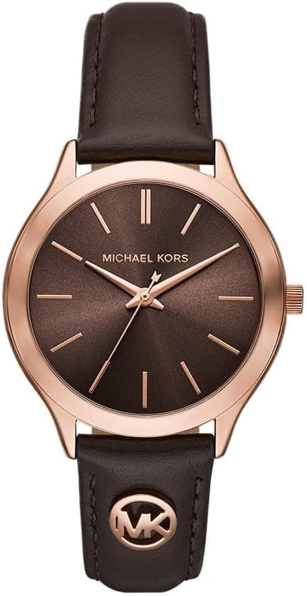 Michael Kors Slim Runway | Relógio feminino em aço inoxidável castanho e dourado