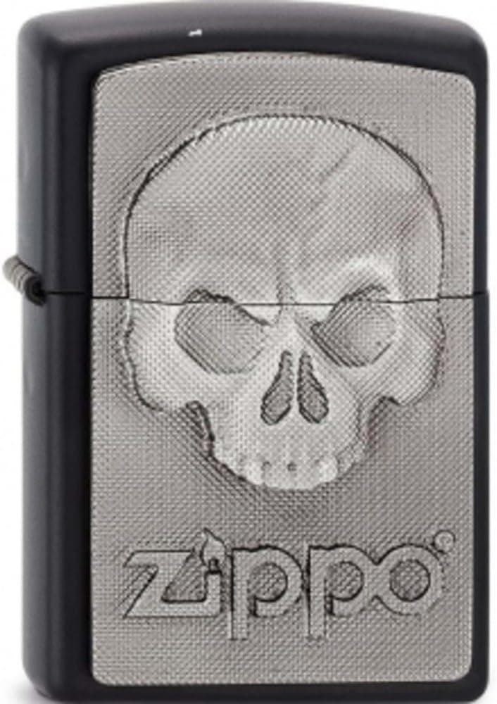 Zippo Phantom Skull Emblem | Isqueiro de bolso à prova de vento em prateado metálico